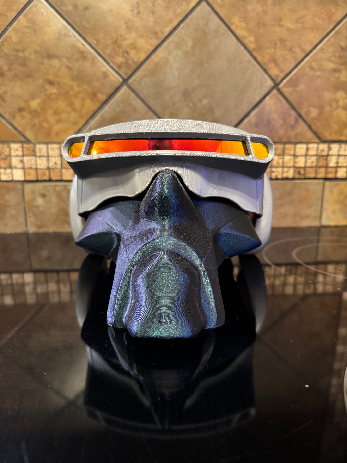 Oaklie Themed X-Men Cyclops Visor – Gunmetal w/ Fire Visor Lens - Cosplay or Display Piece