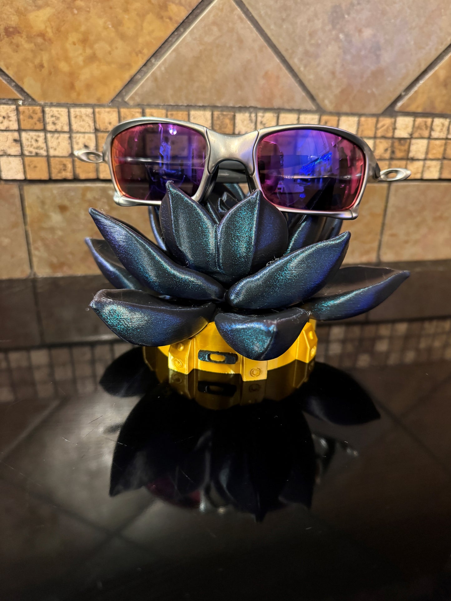 Beautiful FDM Oaklie Themed Industrial Lotus Sunglasses Stand - 7" dia x 4.5"