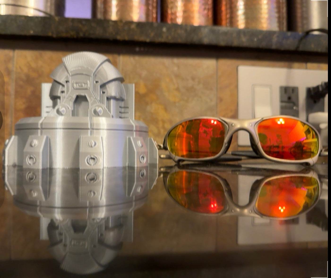 FDM Oaklie Display – Bunker One Icon Inspired – Aluminum Silver 5"