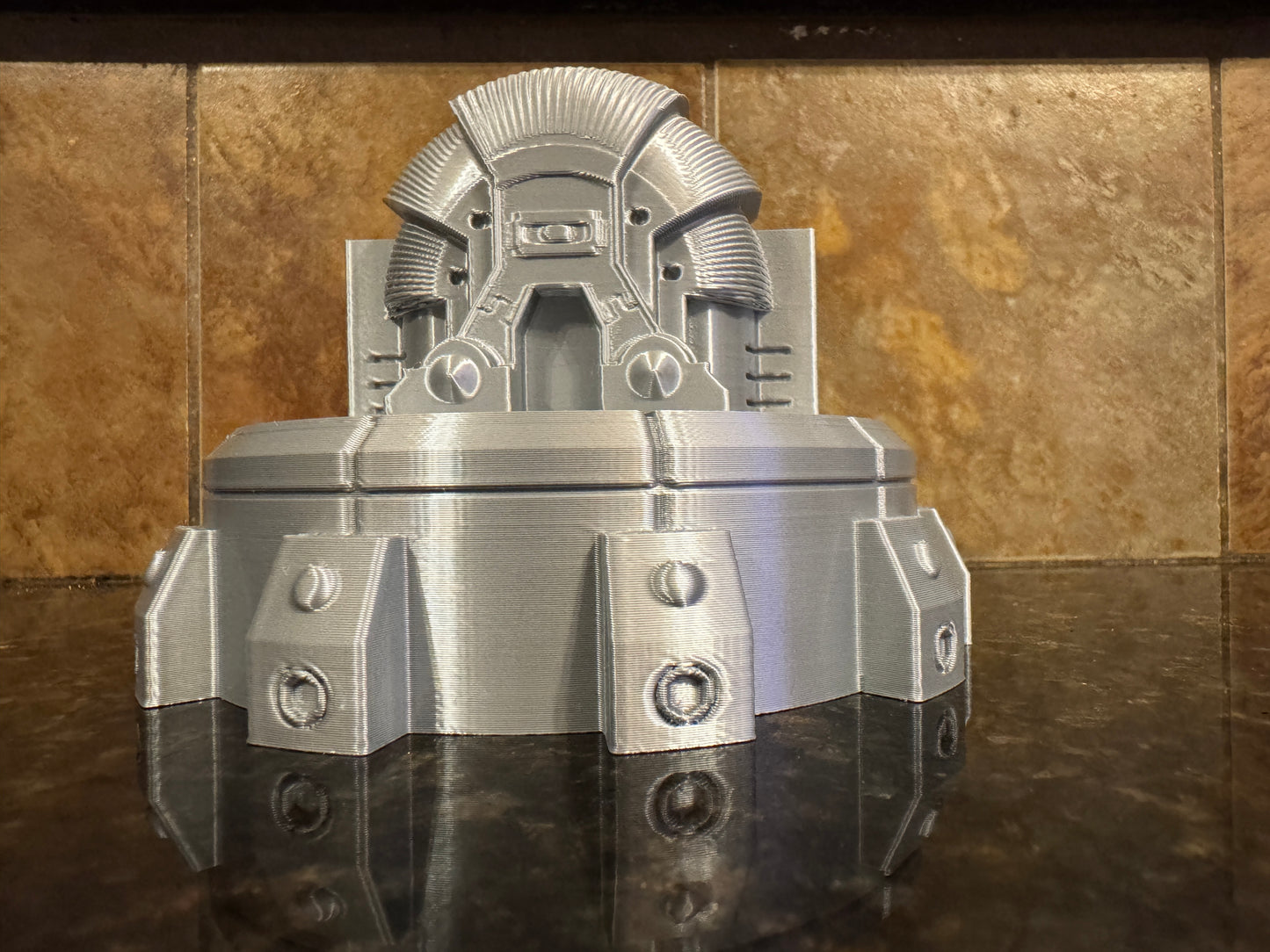 FDM Oaklie Display – Bunker One Icon Inspired – Aluminum Silver 5"