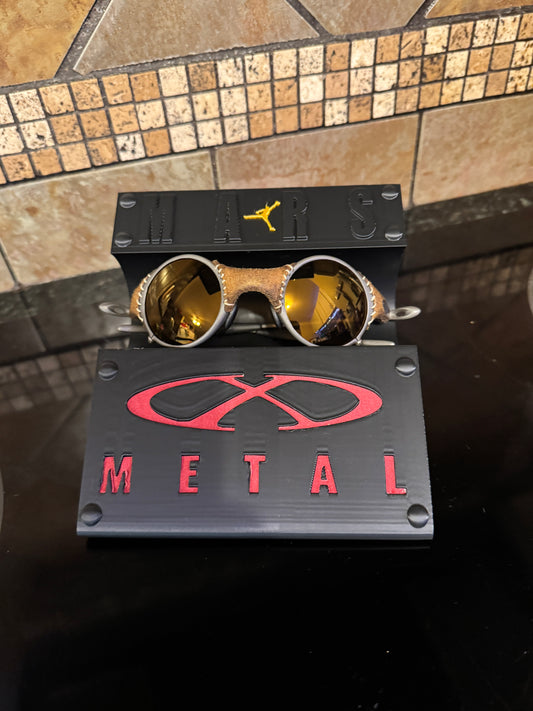 Oaklie Mars Display Stand with Red Leather X-Metal Logo Insert Jordan Logo