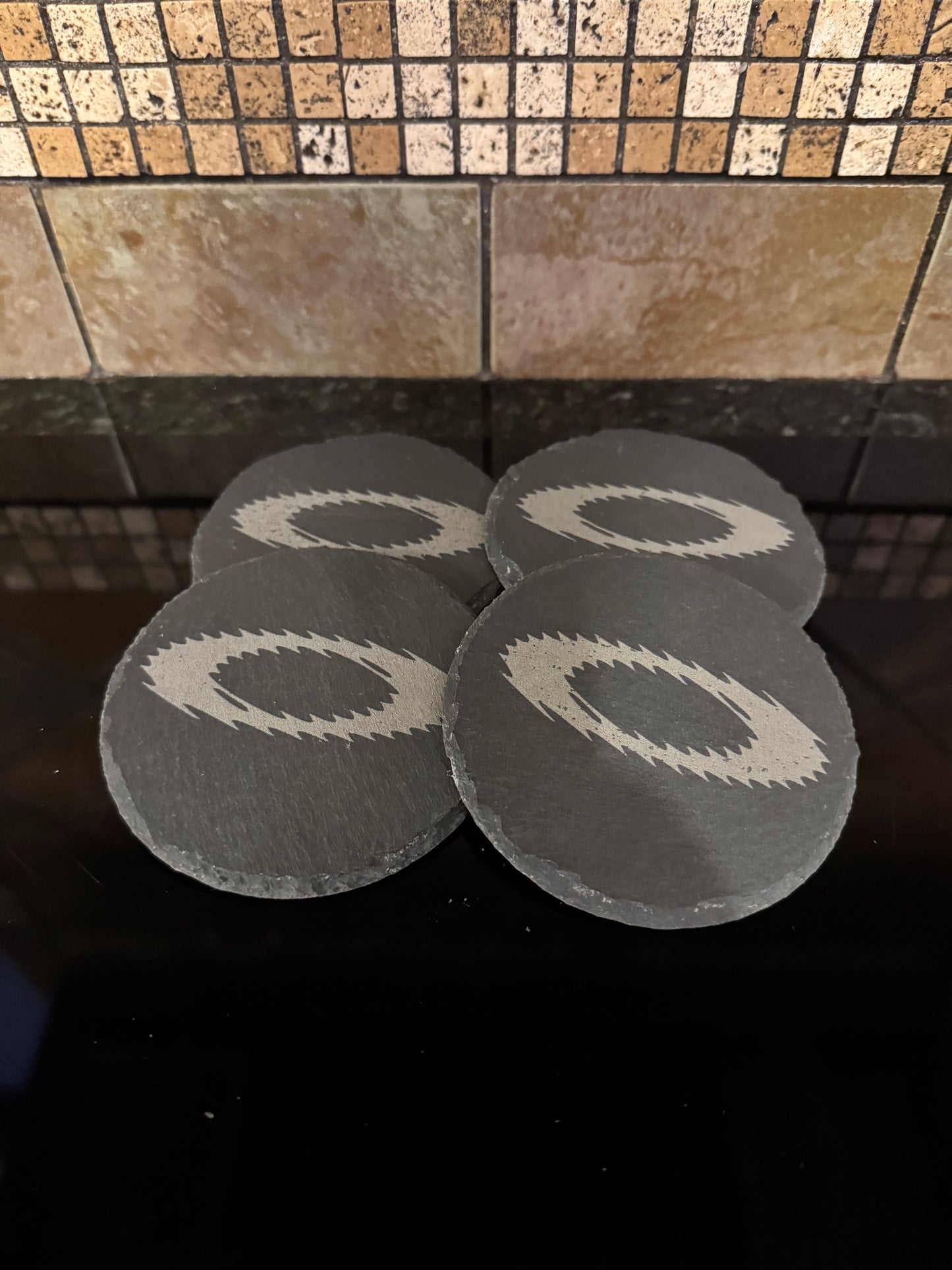 Slate Oaklie Logo Coasters “Hydra Pad” – 4" Square – Set of 4