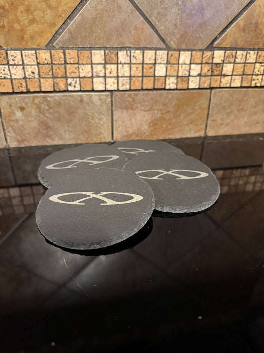 Slate Oaklie X-Resin Logo Coasters “Hydra Pad” – 4" Diameter – Set of 4