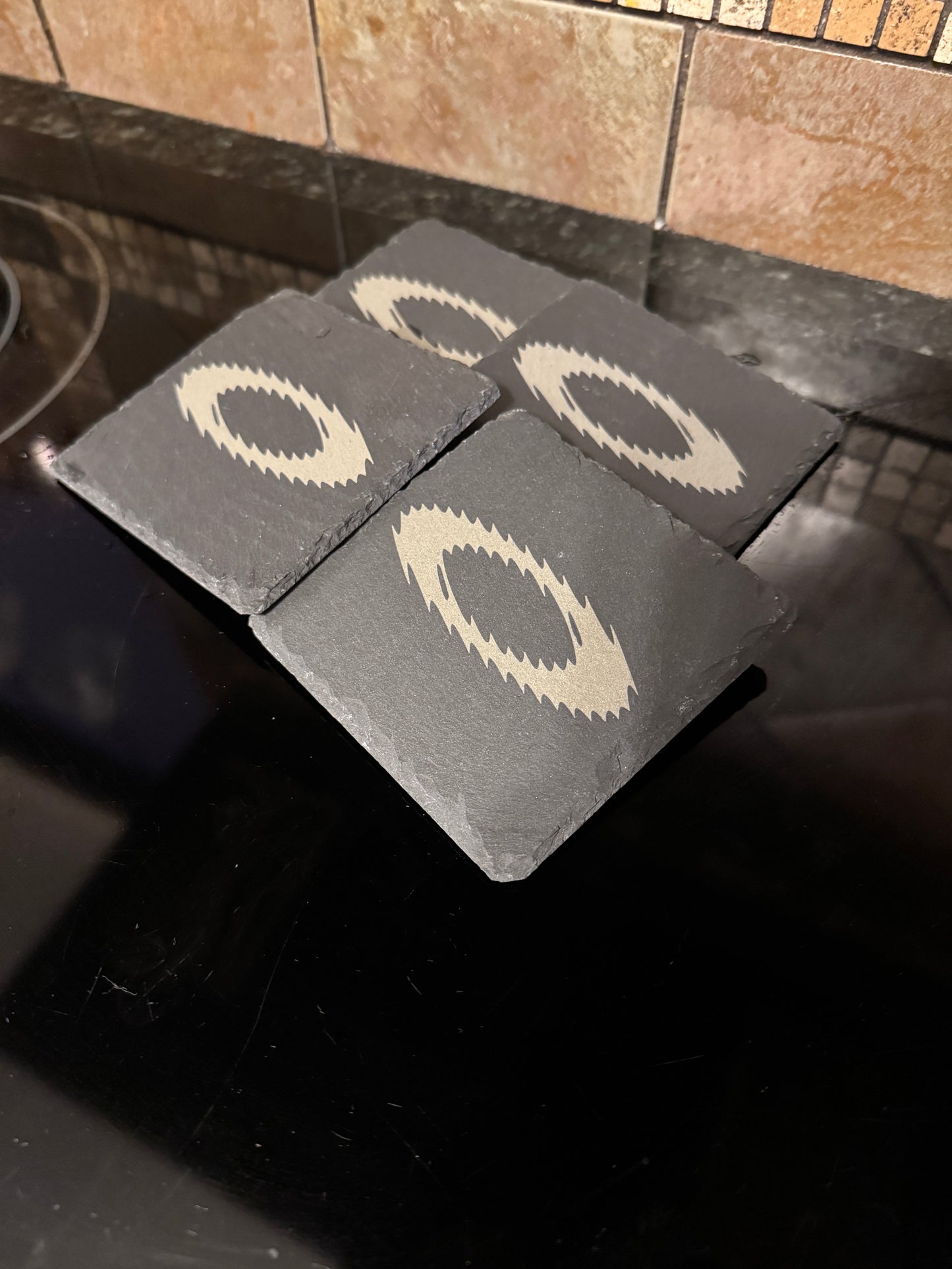 Slate Oaklie Logo Coasters “Hydra Pad” – 4" Square – Set of 4