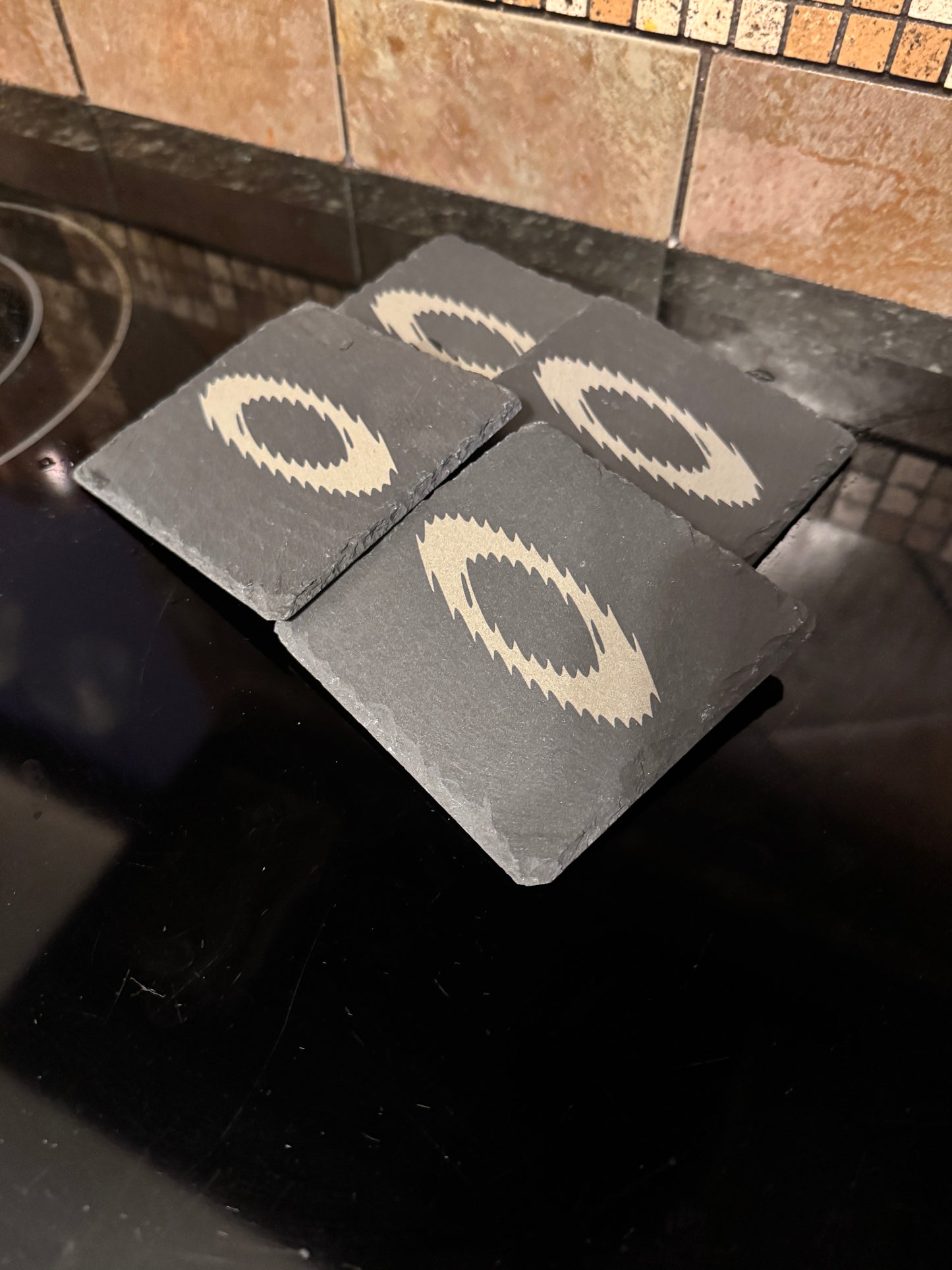 Slate Oaklie Logo Coasters “Hydra Pad” – 4" Square – Set of 4