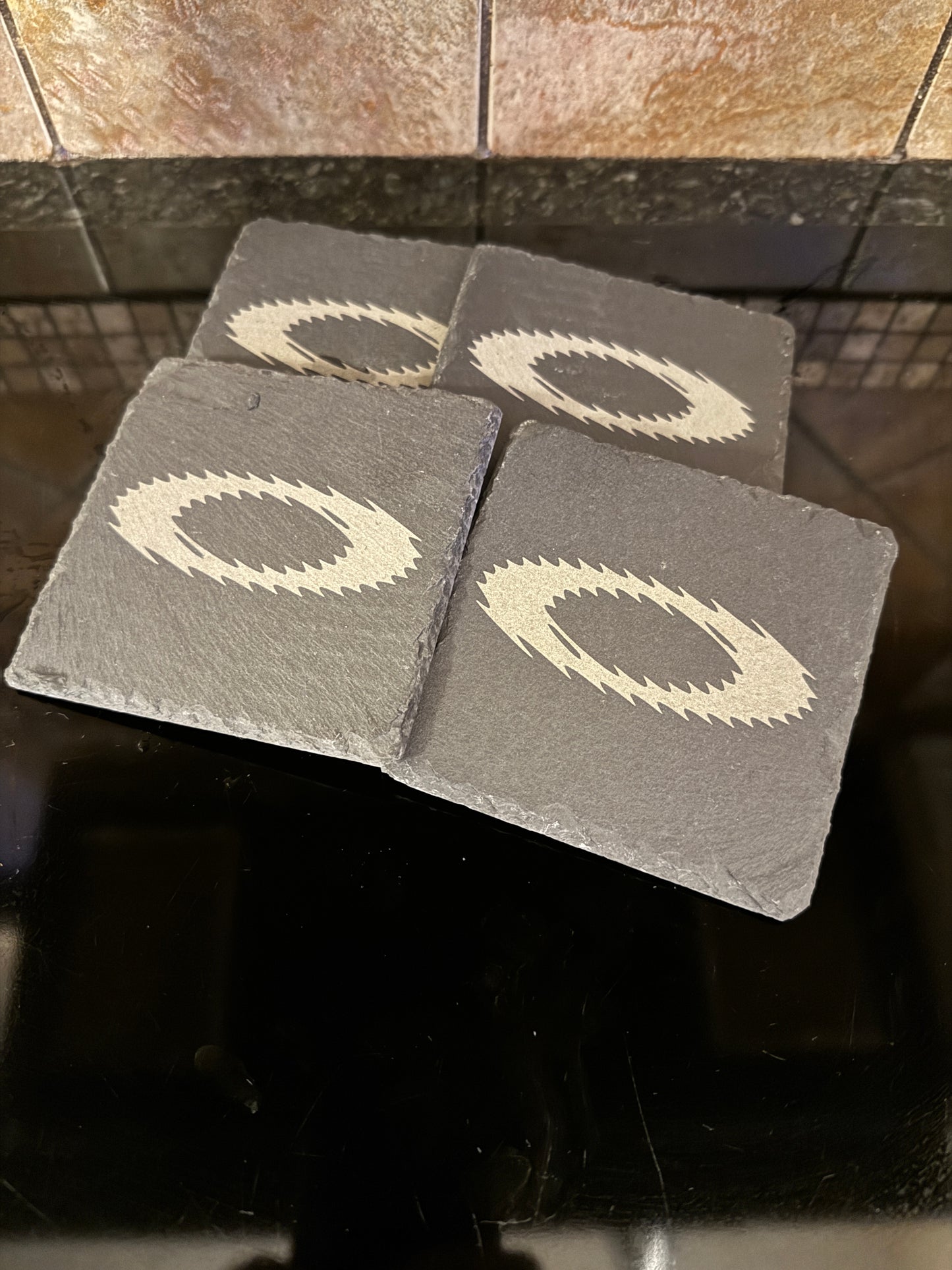 Slate Oaklie Logo Coasters “Hydra Pad” – 4" Square – Set of 4