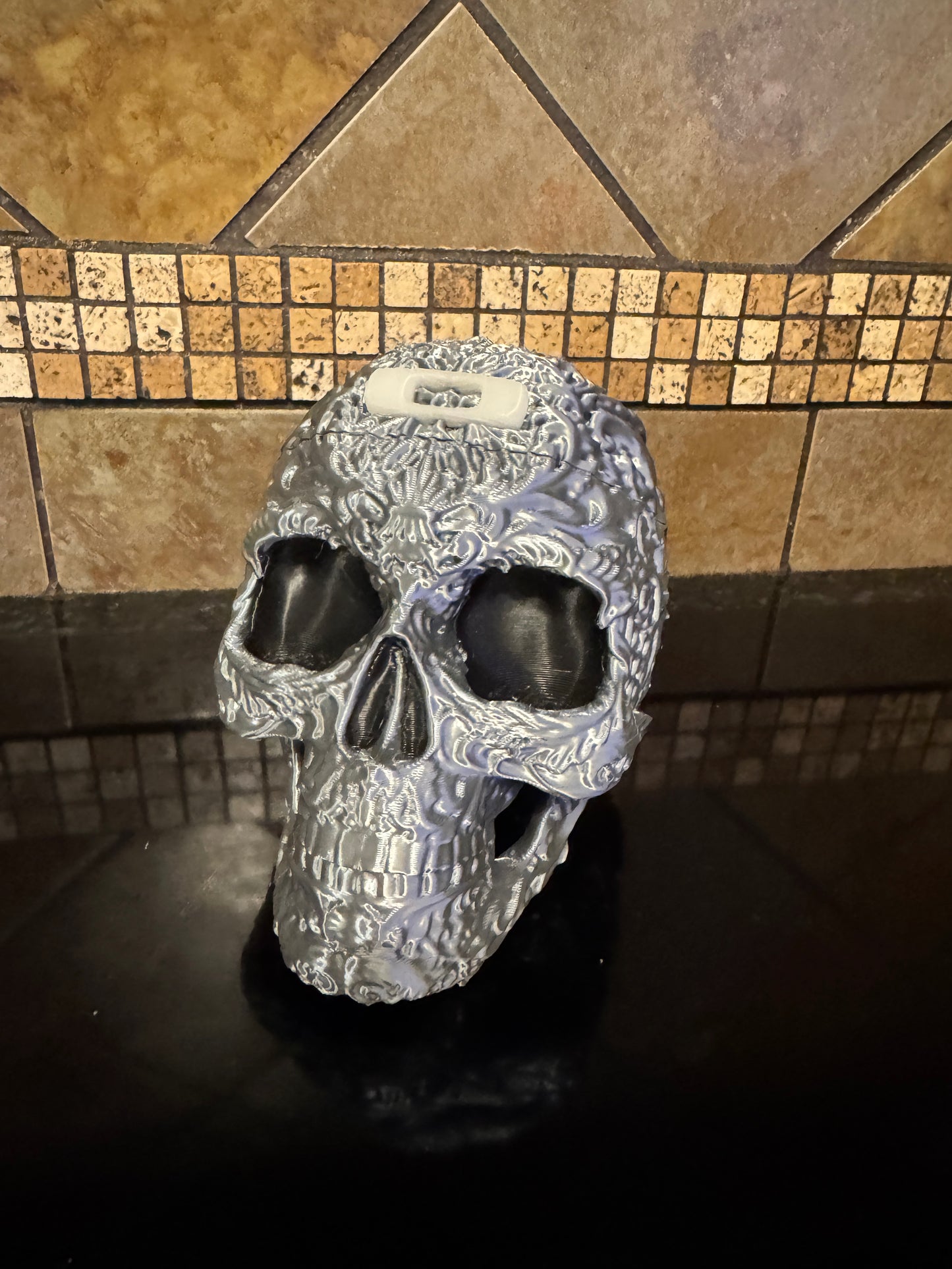 FDM Halloween Oaklie Sugar Skull w/ Hidden Compartment, Glow-in-the-Dark Logo