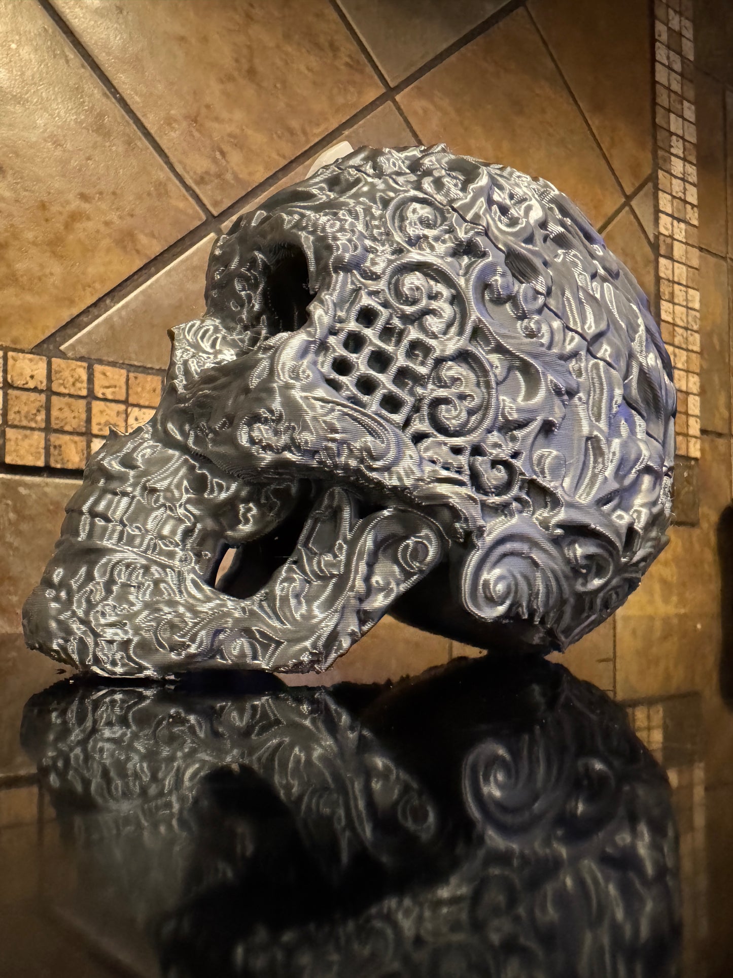 FDM Halloween Oaklie Sugar Skull w/ Hidden Compartment, Glow-in-the-Dark Logo