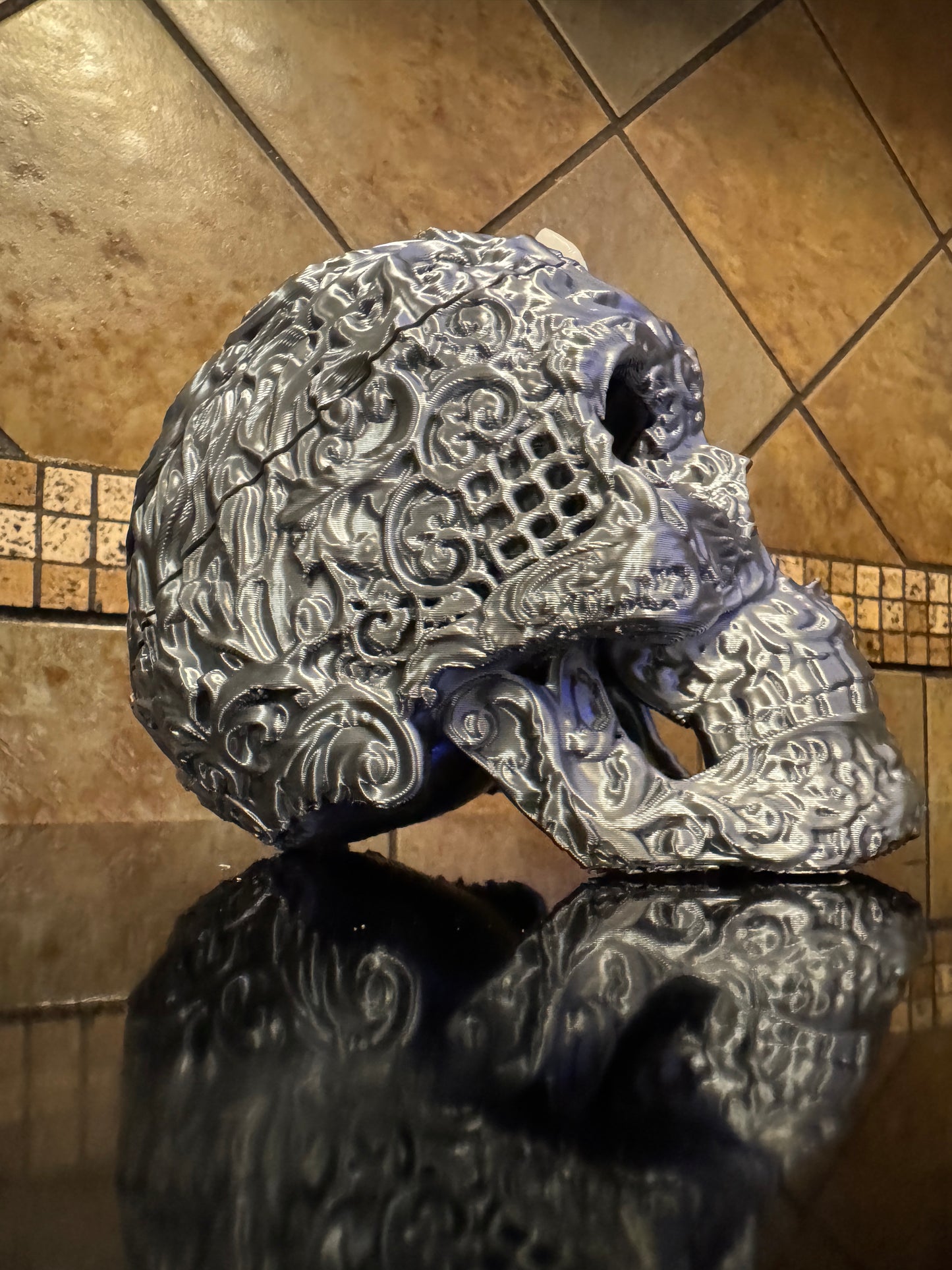 FDM Halloween Oaklie Sugar Skull w/ Hidden Compartment, Glow-in-the-Dark Logo