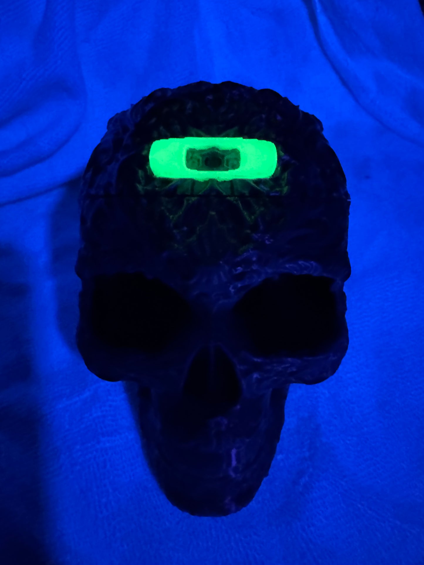FDM Halloween Oaklie Sugar Skull w/ Hidden Compartment, Glow-in-the-Dark Logo