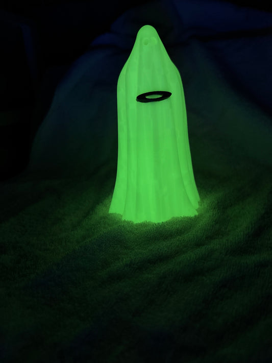 Oaklie Themed Glow-in-the-Dark Ghost Halloween Decor Display Case Piece – 7" Tall x 4.5" Diameter