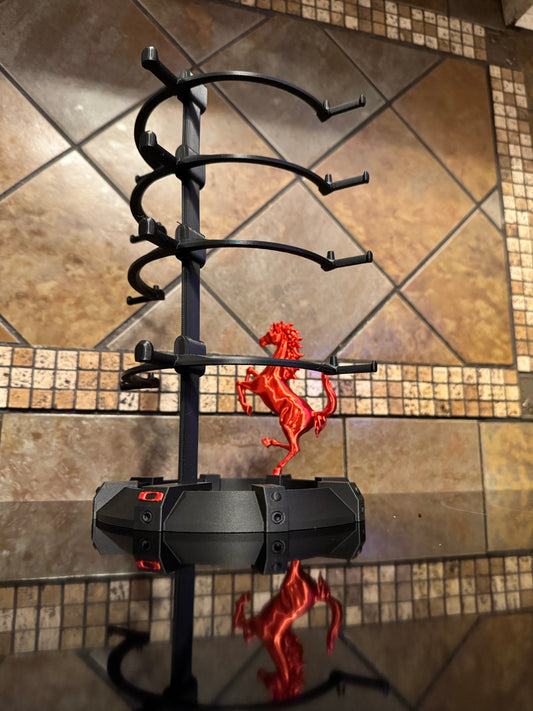 Oaklie FDM Ferrarie Themed Display Stand –  Carbon Fiber Infused Base w/ Metallic Fire Red Logo & dancing Horse