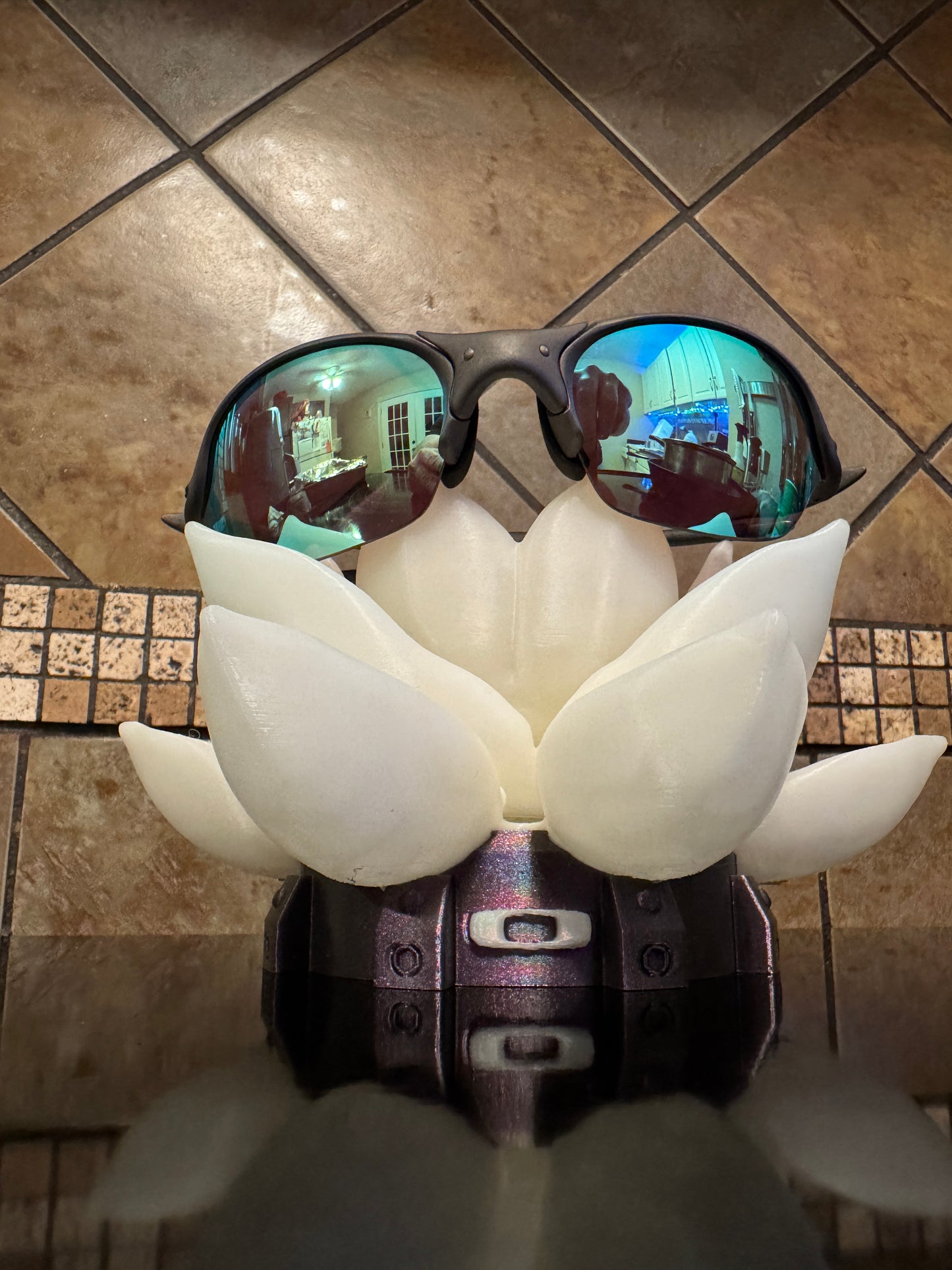 Beautiful FDM Oaklie Themed Industrial Glowing Lotus Sunglasses Stand - 7" dia x 4.5" (Copy)