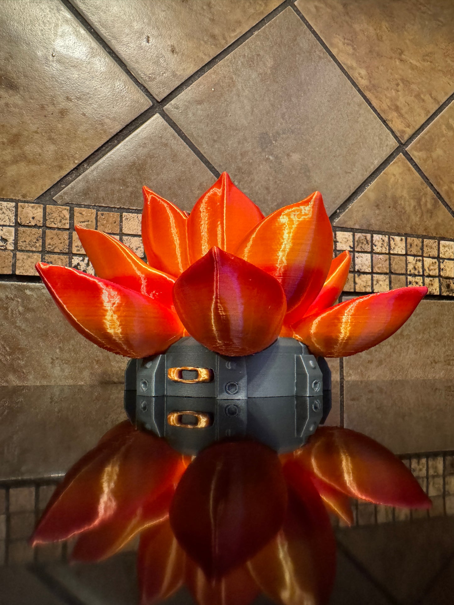 Beautiful FDM Oaklie Industrial Fire Lotus Sunglasses Stand - 7" dia x 4.5"