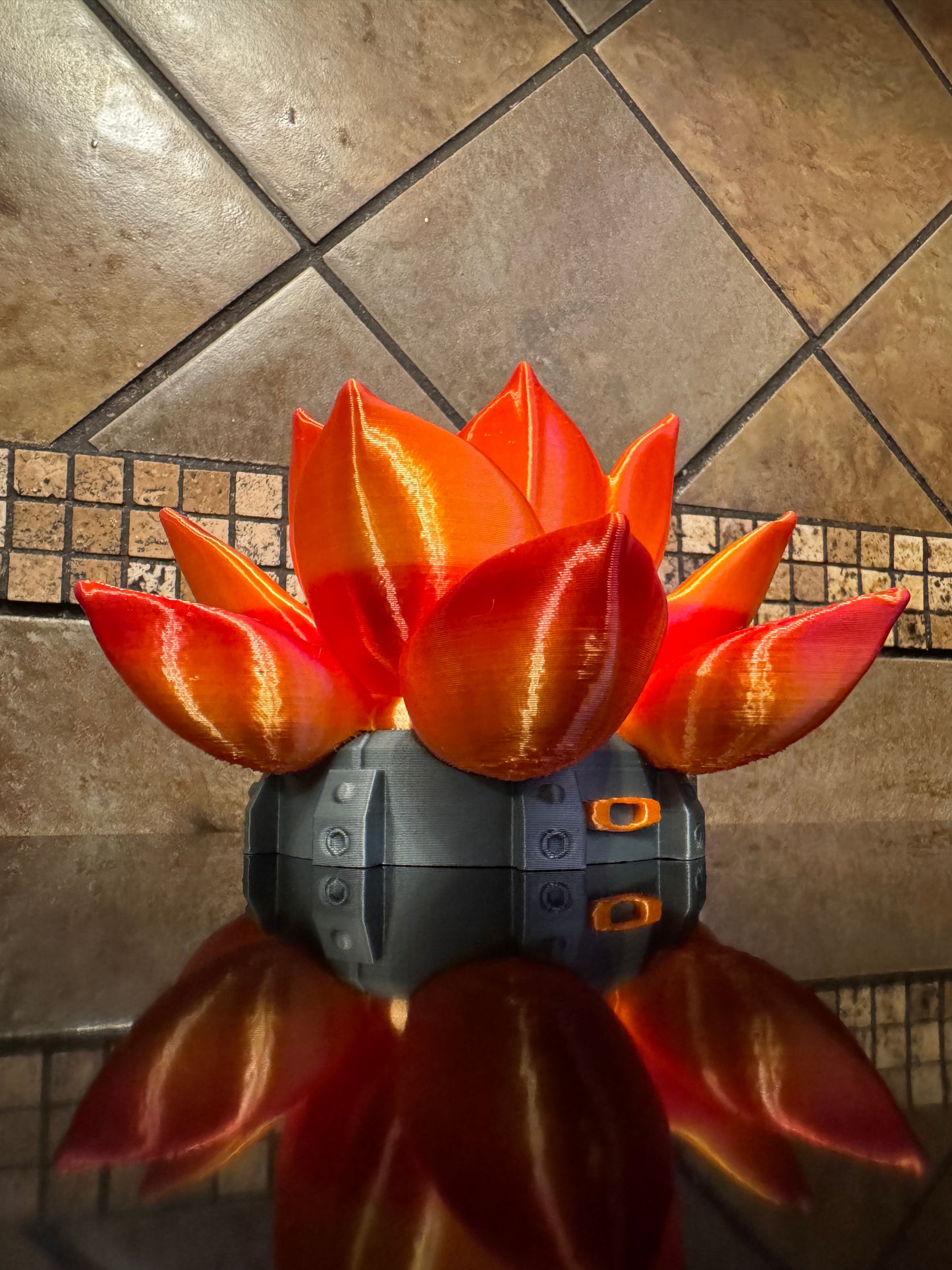 Beautiful FDM Oaklie Industrial Fire Lotus Sunglasses Stand - 7" dia x 4.5"