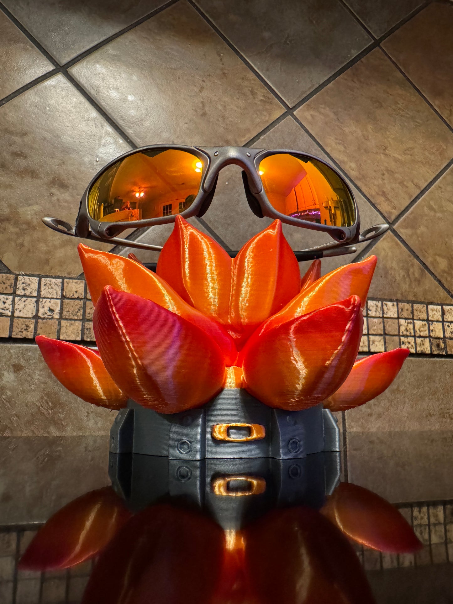 Beautiful FDM Oaklie Industrial Fire Lotus Sunglasses Stand - 7" dia x 4.5"