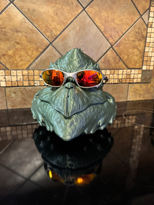 Grinch Holiday Oakley Bob Head Display Stand – Metallic Sparkle LM Green – 8” Tall Limited Edition