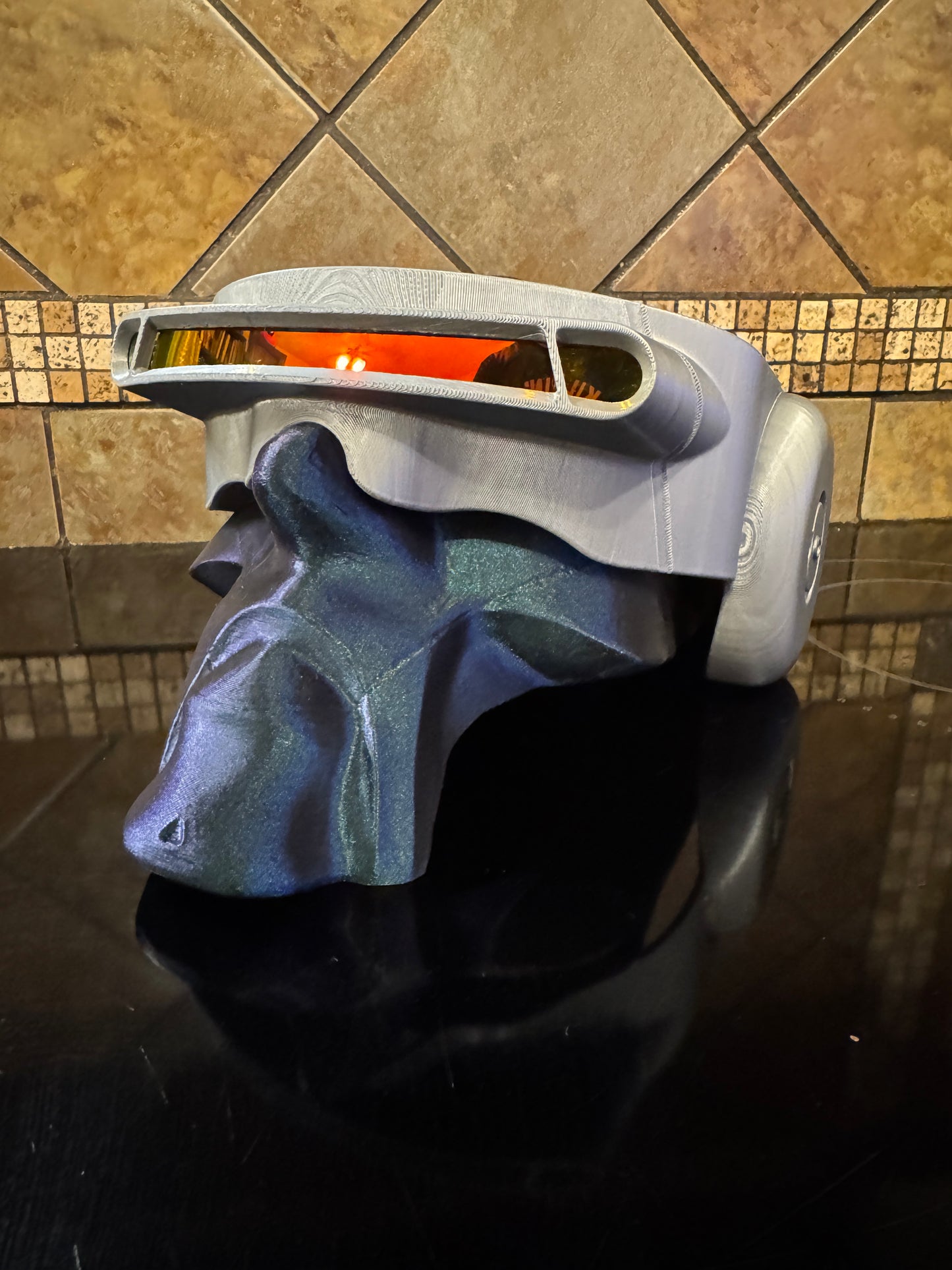 Oaklie Themed X-Men Cyclops Visor – Gunmetal w/ Fire Visor Lens - Cosplay or Display Piece