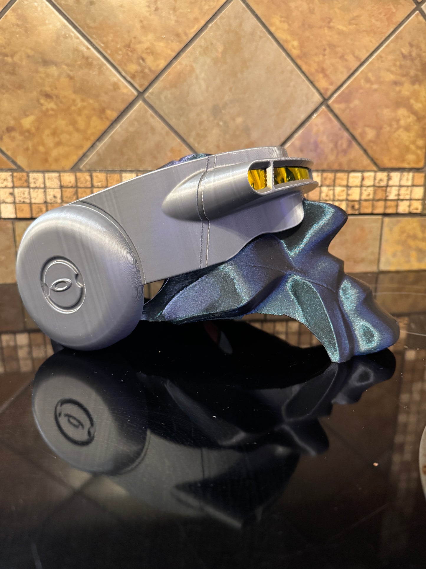 Oaklie Themed X-Men Cyclops Visor – Gunmetal w/ Fire Visor Lens - Cosplay or Display Piece